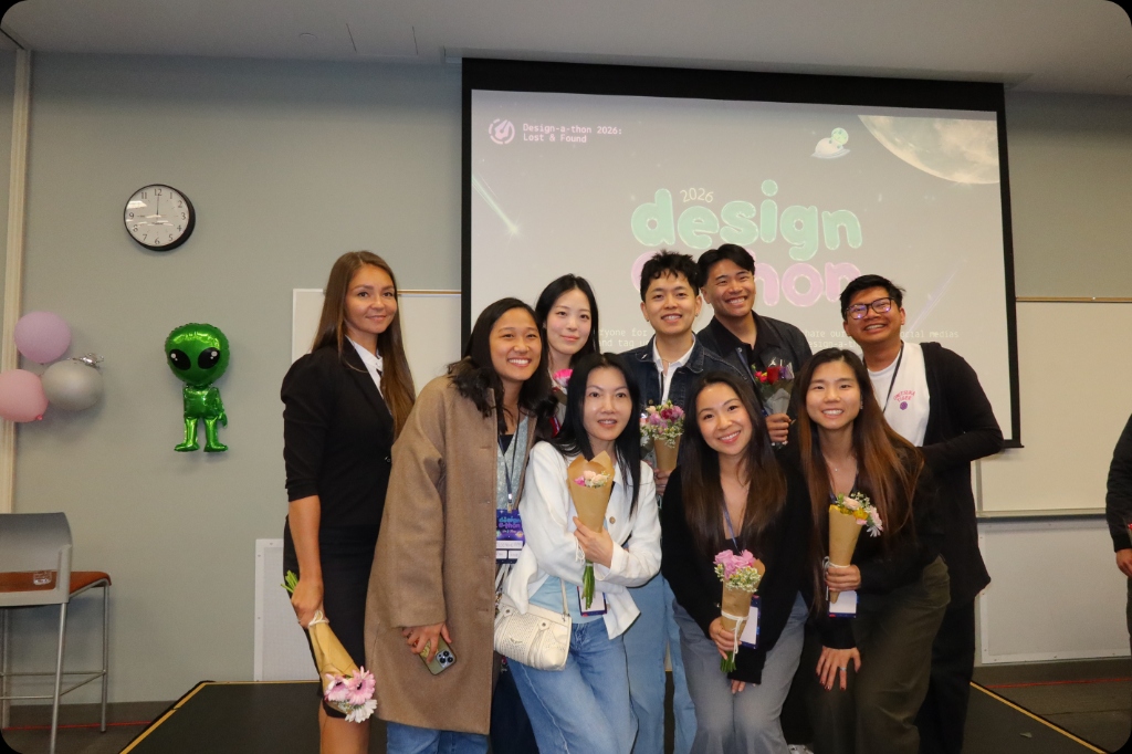Haven and other design judges on stage at the 2026 UCI Design-a-thon